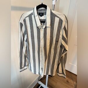 Obey men's striped long-sleeve button-down shirt XL